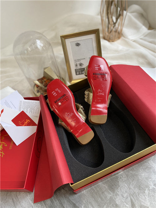 High Quality Luxury Christian Louboutin Square Studs Slippers Sandals – Style 48980 product detail