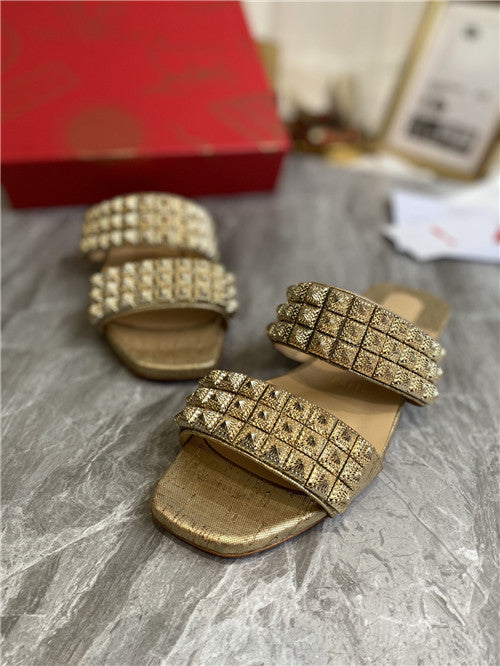High Quality Luxury Christian Louboutin Square Studs Slippers Sandals – Style 48980 product detail