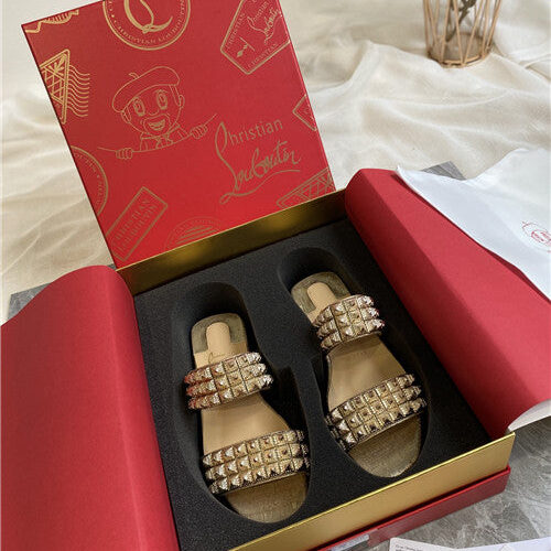 High Quality Luxury Christian Louboutin Square Studs Slippers Sandals – Style 48980 product detail