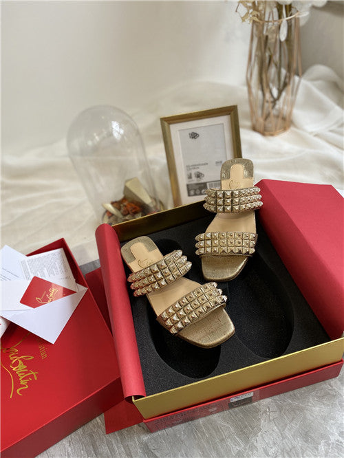 High Quality Luxury Christian Louboutin Square Studs Slippers Sandals – Style 48980 product detail