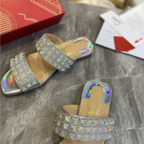 High Quality Luxury Christian Louboutin Square Studs Slippers Sandals product detail