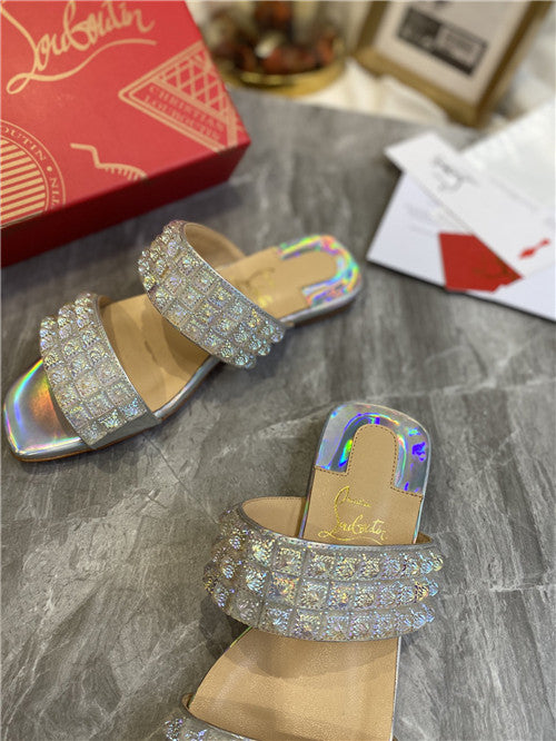 High Quality Luxury Christian Louboutin Square Studs Slippers Sandals product detail