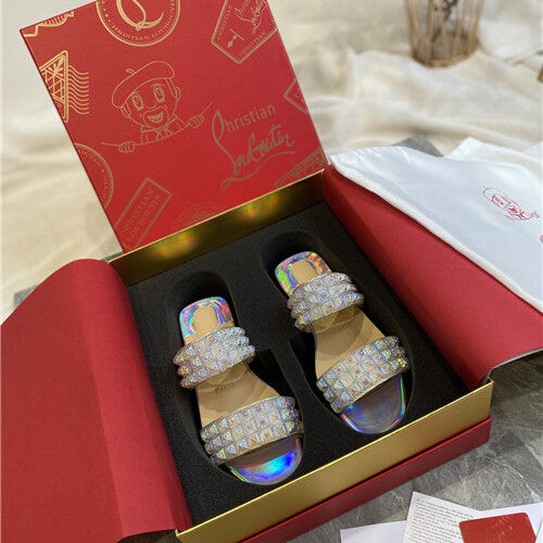 High Quality Luxury Christian Louboutin Square Studs Slippers Sandals product detail