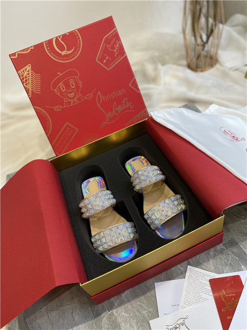 High Quality Luxury Christian Louboutin Square Studs Slippers Sandals product detail