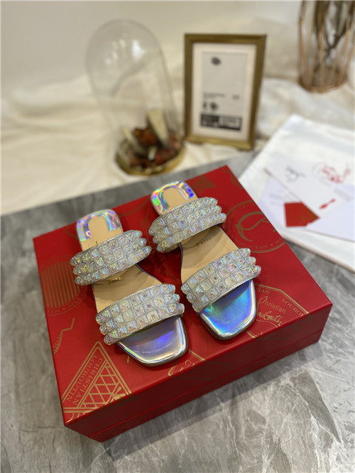High Quality Luxury Christian Louboutin Square Studs Slippers Sandals