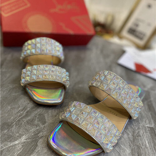 High Quality Luxury Christian Louboutin Square Studs Slippers Sandals product detail