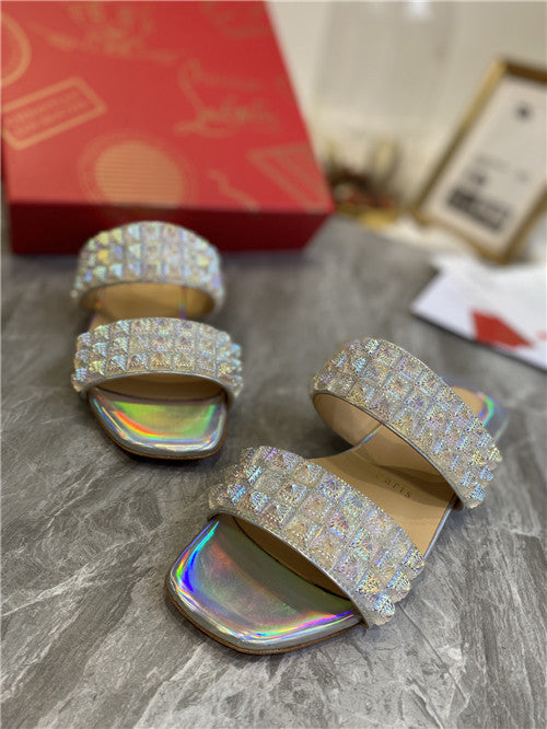 High Quality Luxury Christian Louboutin Square Studs Slippers Sandals product detail