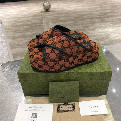 High Quality Luxury Gucci GG Platform Slippers – Style 43443 product detail