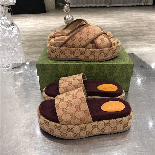High Quality Luxury Gucci GG Platform Slippers – Style 08979 product detail