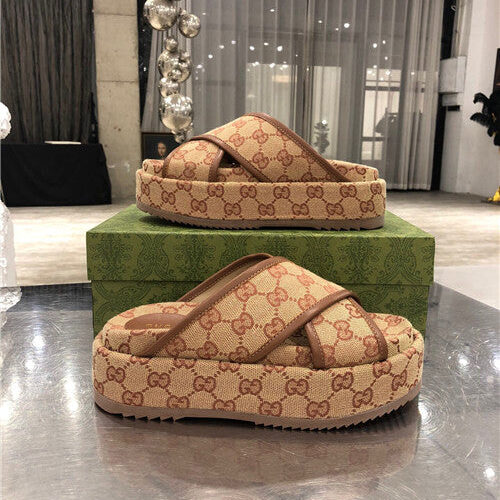 High Quality Luxury Gucci GG Platform Slippers – Style 08979 alternate view