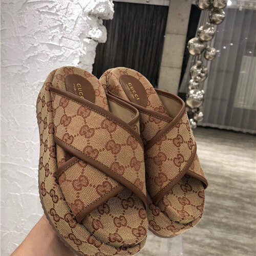 High Quality Luxury Gucci GG Platform Slippers – Style 08979 product detail