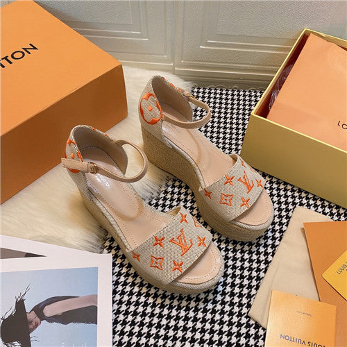 High Quality Luxury LV Starboard Wedge Sandals