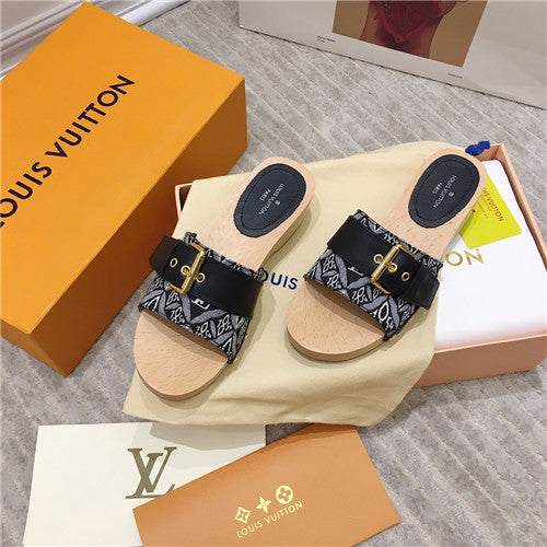 High Quality Luxury LV Solid Wood Slippers – Style 90723