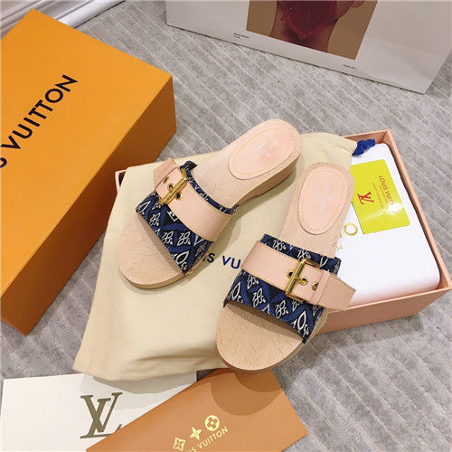 High Quality Luxury LV Solid Wood Slippers