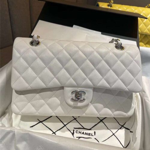 High Quality Luxury Chanel CF 25 Flip Bag White