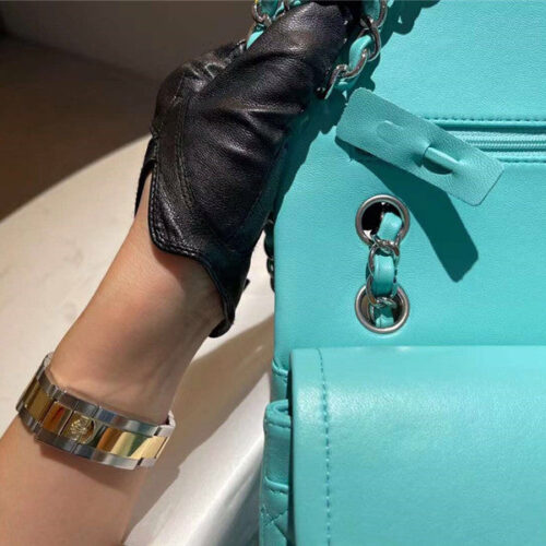High Quality Luxury Chanel CF 25 Tiffany Green Flip Bag product detail