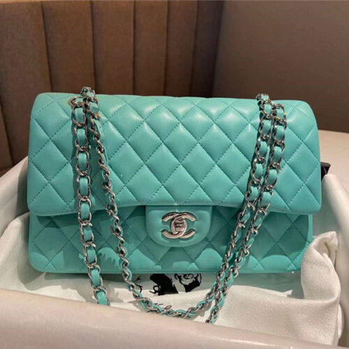 High Quality Luxury Chanel CF 25 Tiffany Green Flip Bag