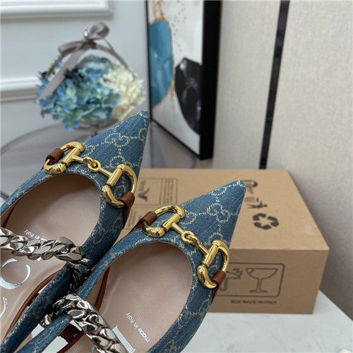 High Quality Luxury Gucci Horsebit Chain Low Heel Sandals product detail