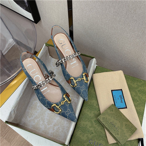 High Quality Luxury Gucci Horsebit Chain Low Heel Sandals product detail