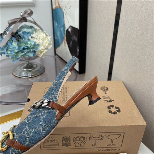 High Quality Luxury Gucci Horsebit Chain Low Heel Sandals product detail