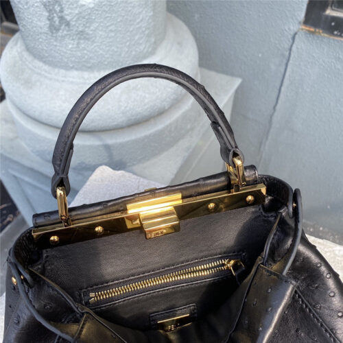 High Quality Luxury Fendi Ostrich Leather Peekaboo Bag product detail