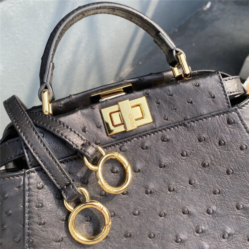 High Quality Luxury Fendi Ostrich Leather Peekaboo Bag product detail