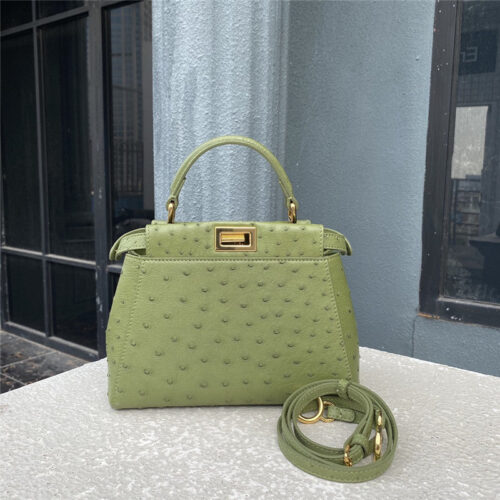 High Quality Luxury Fendi Ostrich Leather Peekaboo Bag – Style 32597