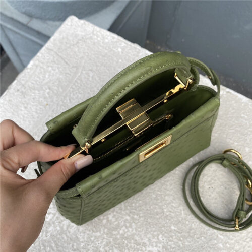 High Quality Luxury Fendi Ostrich Leather Peekaboo Bag – Style 32597 product detail