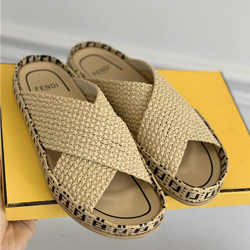 High Quality Luxury Fendi Woven Slippers Sandals
