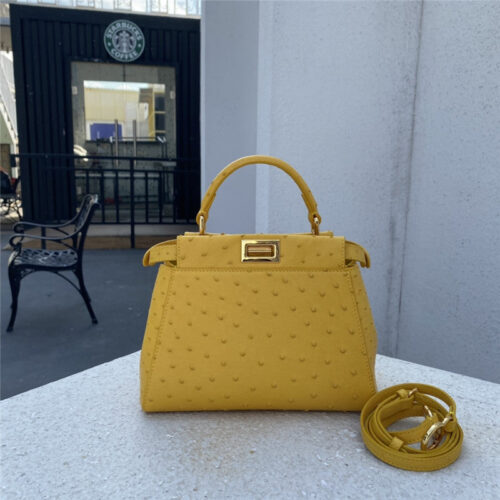 High Quality Luxury Fendi Ostrich Leather Peekaboo Bag – Style 32599