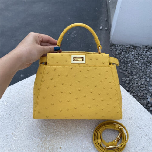 High Quality Luxury Fendi Ostrich Leather Peekaboo Bag – Style 32599 product detail