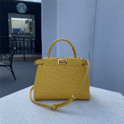 High Quality Luxury Fendi Ostrich Leather Peekaboo Bag – Style 32599 alternate view