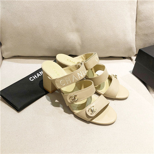 High Quality Luxury Chanel Turnlock Cc Block Heel Sandals – Style 90118