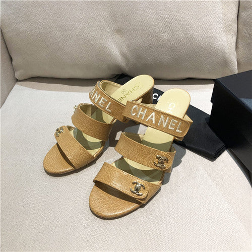 High Quality Luxury Chanel Turnlock Cc Block Heel Sandals alternate view