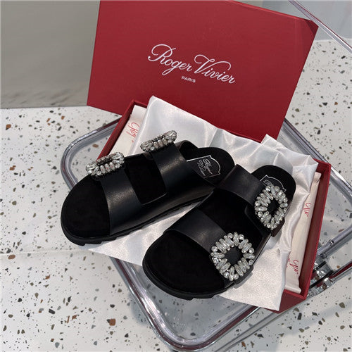 High Quality Luxury Roger Vivier Diamond Buckle Slippers – Style 06676