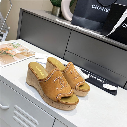 High Quality Luxury Chanel Platform Wedge Slippers