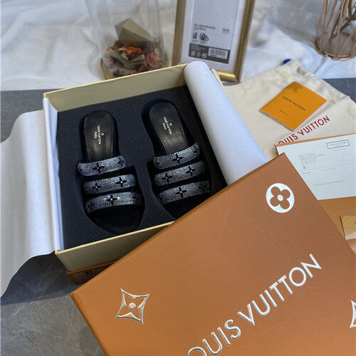 High Quality Luxury LV High Heel Slippers product detail