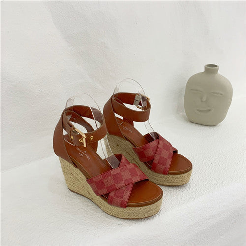 High Quality Luxury Louis Vuitton Starboard Wedge Sandals – Style 80067