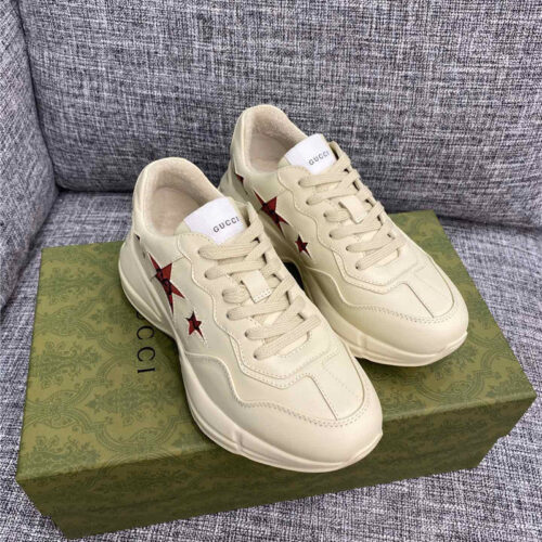 High Quality Luxury Gucci Womens Rhyton Leather Sneakers – Style 77139