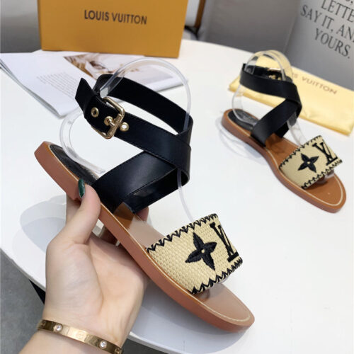 High Quality Luxury Louis Vuitton Embroidered Flat Sandals product detail