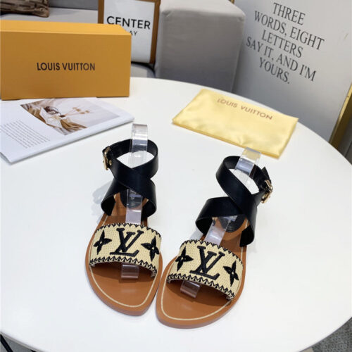 High Quality Luxury Louis Vuitton Embroidered Flat Sandals product detail