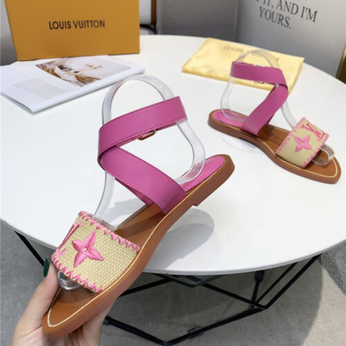 High Quality Luxury Louis Vuitton Embroidered Flat Sandals – Style 04931 product detail