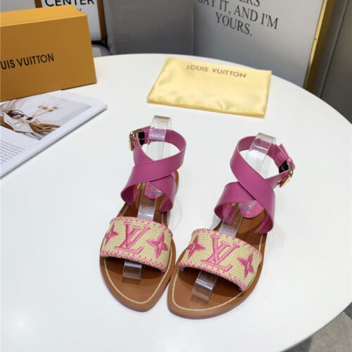 High Quality Luxury Louis Vuitton Embroidered Flat Sandals – Style 04931 product detail