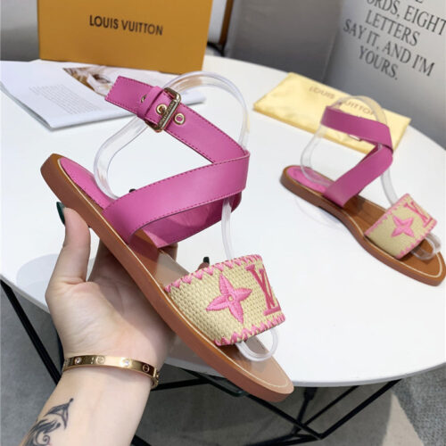 High Quality Luxury Louis Vuitton Embroidered Flat Sandals – Style 04931 product detail