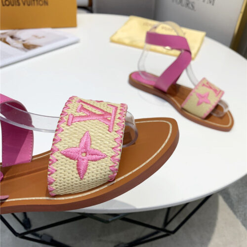 High Quality Luxury Louis Vuitton Embroidered Flat Sandals – Style 04931 product detail