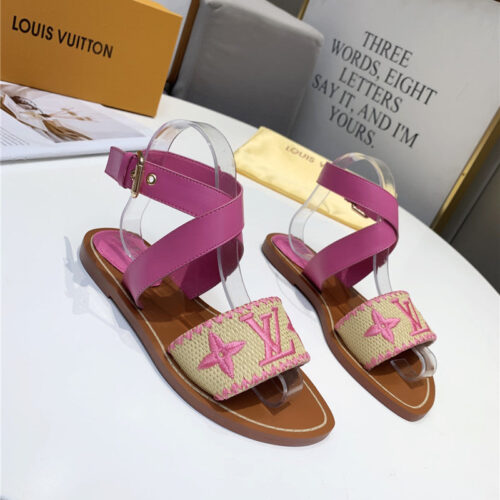 High Quality Luxury Louis Vuitton Embroidered Flat Sandals – Style 04931 product detail