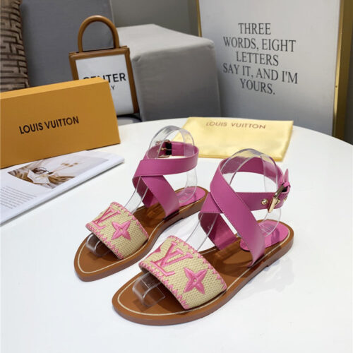 High Quality Luxury Louis Vuitton Embroidered Flat Sandals – Style 04931 alternate view
