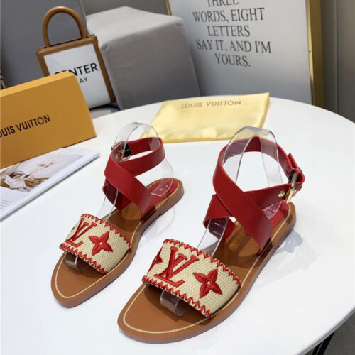High Quality Luxury Louis Vuitton Embroidered Flat Sandals – Style 39395 alternate view