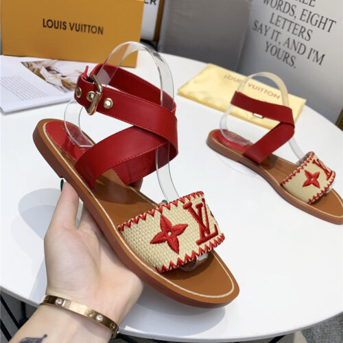 High Quality Luxury Louis Vuitton Embroidered Flat Sandals – Style 39395 product detail