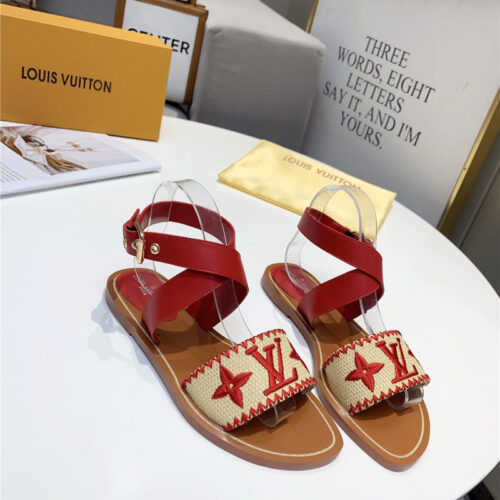 High Quality Luxury Louis Vuitton Embroidered Flat Sandals – Style 39395